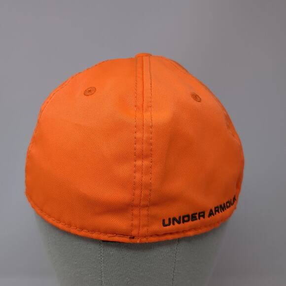 Under Armour Fitted Baseball Cap Orange Large Embroidered Vented Holes 6 Panel - Picture 6 of 9